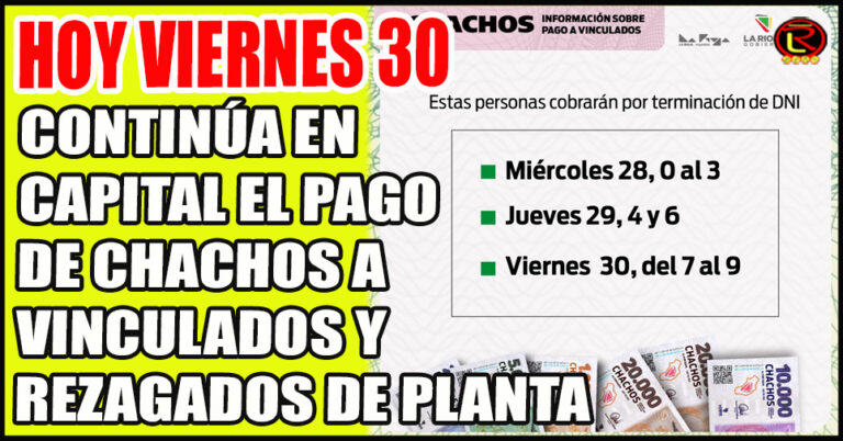 Hoy cobran Vinculados con terminación de DNI del 7 al 9