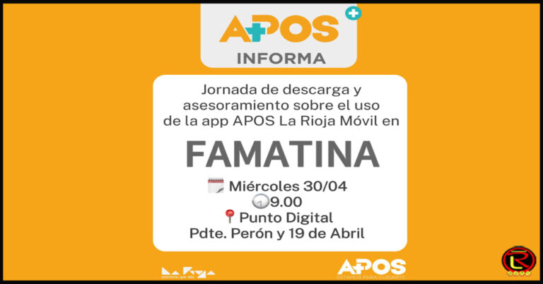 Se llevará a cabo una jornada de descarga de la app de APOS en Famatina