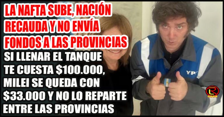 Del precio del litro de Nafta, un tercio son impuestos que se los queda el Gobierno Nacional