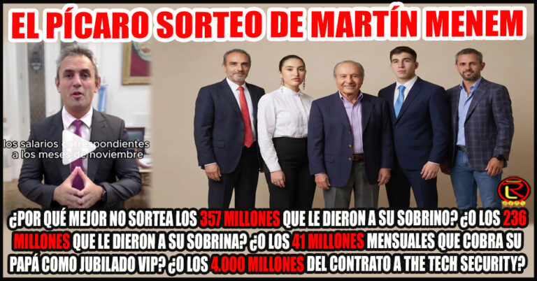 Menem sorteará su dieta en medio de las denuncias de LLA y negocios con el Estado