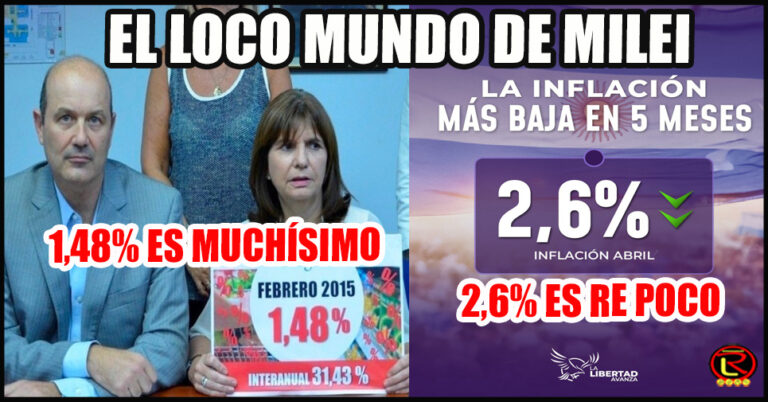 Los que antes criticaban y hacían marchas por 1,48 por ciento de inflación, hoy festejan como un mundial el 2,6 por ciento
